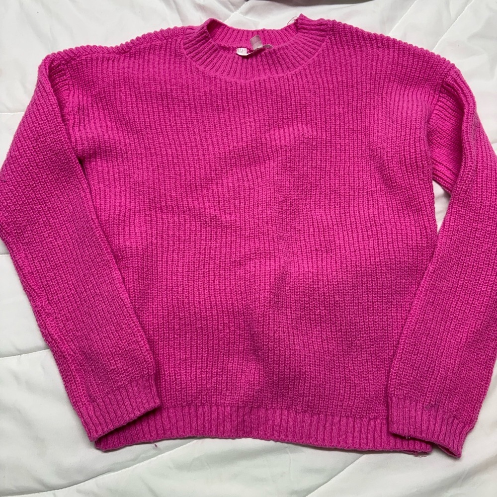No Boundaries Fuchsia Hot Pink Crew Neck Sweater size Medium (7-9)